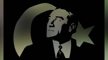 Atatürk 'ün çizimi. Türkiye Cumhuriyeti 'nin ilk cumhurbaşkanı. 