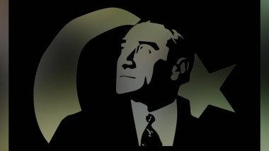 Atatürk 'ün çizimi. Türkiye Cumhuriyeti 'nin ilk cumhurbaşkanı. 