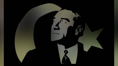 Atatürk 'ün çizimi. Türkiye Cumhuriyeti 'nin ilk cumhurbaşkanı. 