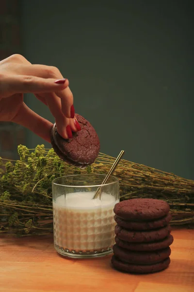 Galletas Con Chispas Chocolate Negro —  Fotos de Stock