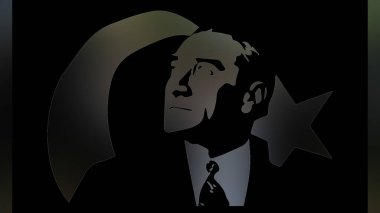 Atatürk 'ün çizimi. Türkiye Cumhuriyeti 'nin ilk cumhurbaşkanı. 