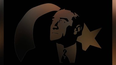 Atatürk 'ün çizimi. Türkiye Cumhuriyeti 'nin ilk cumhurbaşkanı. 