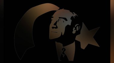 Atatürk 'ün çizimi. Türkiye Cumhuriyeti 'nin ilk cumhurbaşkanı. 