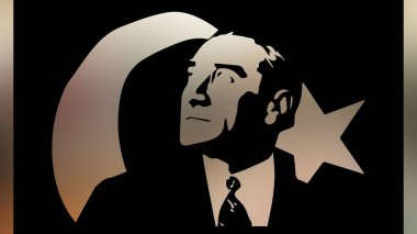Atatürk 'ün çizimi. Türkiye Cumhuriyeti 'nin ilk cumhurbaşkanı. 