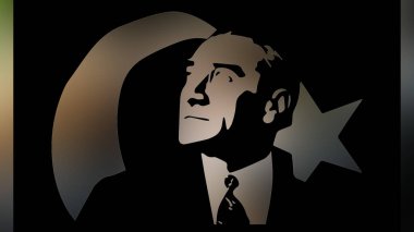 Atatürk 'ün çizimi. Türkiye Cumhuriyeti 'nin ilk cumhurbaşkanı. 