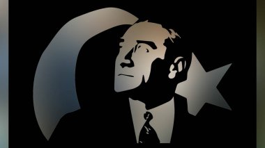 Atatürk 'ün çizimi. Türkiye Cumhuriyeti 'nin ilk cumhurbaşkanı. 