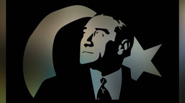 Atatürk 'ün çizimi. Türkiye Cumhuriyeti 'nin ilk cumhurbaşkanı. 