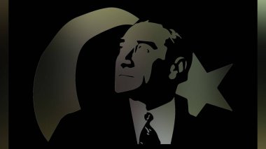 Atatürk 'ün çizimi. Türkiye Cumhuriyeti 'nin ilk cumhurbaşkanı. 