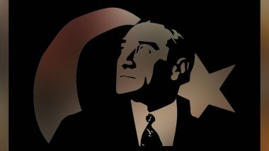 Atatürk 'ün çizimi. Türkiye Cumhuriyeti 'nin ilk cumhurbaşkanı. 