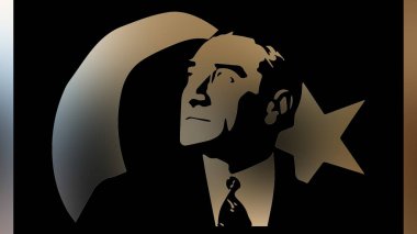 Atatürk 'ün çizimi. Türkiye Cumhuriyeti 'nin ilk cumhurbaşkanı. 