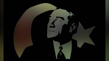 Atatürk 'ün çizimi. Türkiye Cumhuriyeti 'nin ilk cumhurbaşkanı. 