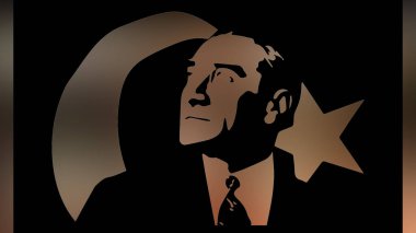 Atatürk 'ün çizimi. Türkiye Cumhuriyeti 'nin ilk cumhurbaşkanı. 