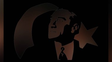 Atatürk 'ün çizimi. Türkiye Cumhuriyeti 'nin ilk cumhurbaşkanı. 
