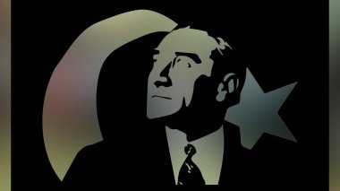 Atatürk 'ün çizimi. Türkiye Cumhuriyeti 'nin ilk cumhurbaşkanı. 