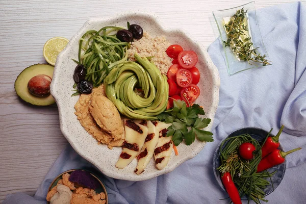 Prato Salada Fresca Com Verduras Misturadas — Fotografia de Stock