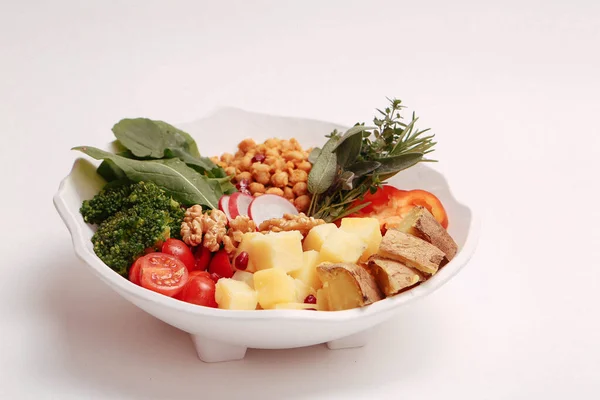 Assiette Salade Fraîche Avec Des Légumes Mélangés — Photo