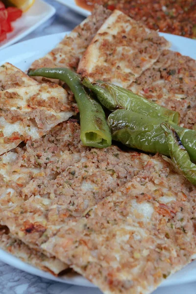Plato Tradicional Turco Horno Pide Pizza Pide Turca Aperitivos Del — Foto de Stock
