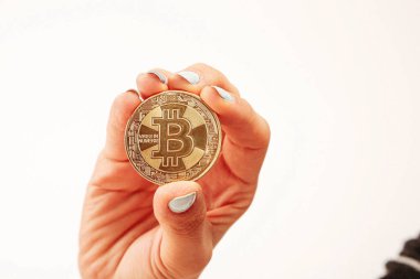 Bitcoin para, bitcoin 'in yakın plan görüntüsü