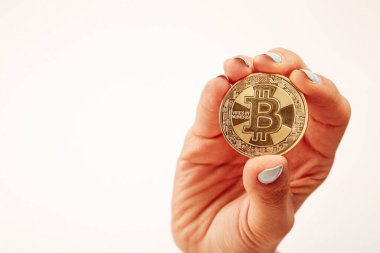 Bitcoin para, bitcoin 'in yakın plan görüntüsü