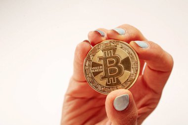 Bitcoin para, bitcoin 'in yakın plan görüntüsü