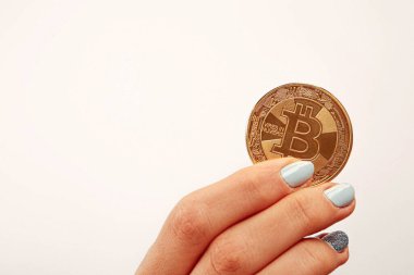 Bitcoin para, bitcoin 'in yakın plan görüntüsü