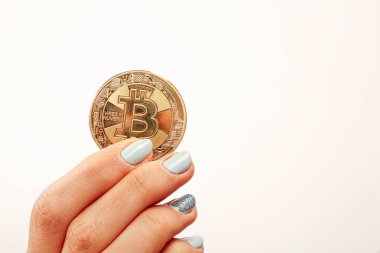 Bitcoin para, bitcoin 'in yakın plan görüntüsü