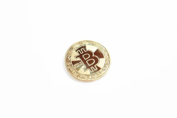 Bitcoin Közelkép Bitcoinról — Stock Fotó
