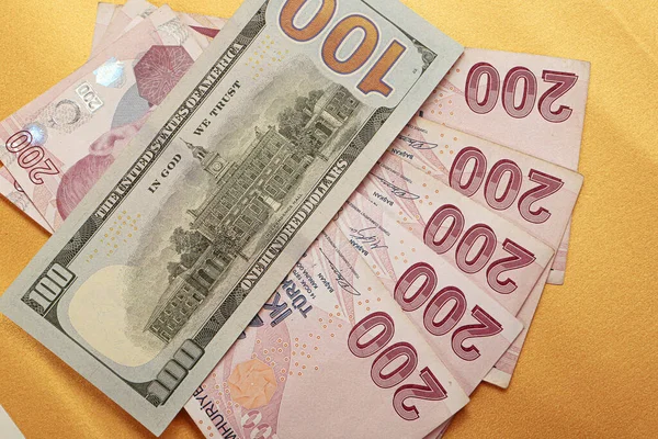Billets Lires Turques Dollars Américains — Photo