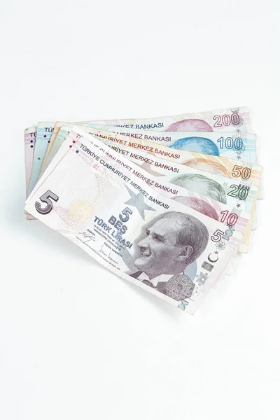 Waluta Turecka Banknoty Tureckie — Zdjęcie stockowe