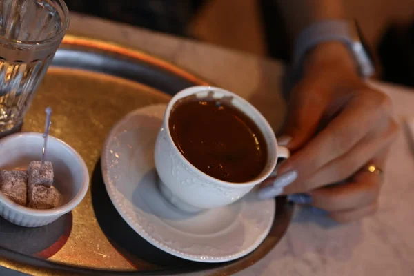 Kopp Turkiskt Kaffe Bordet — Stockfoto