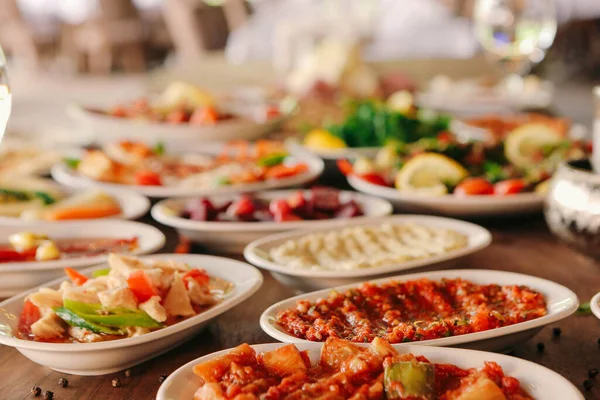 Traditional Turkish Greek Dinner Meze Table — Stock Photo, Image