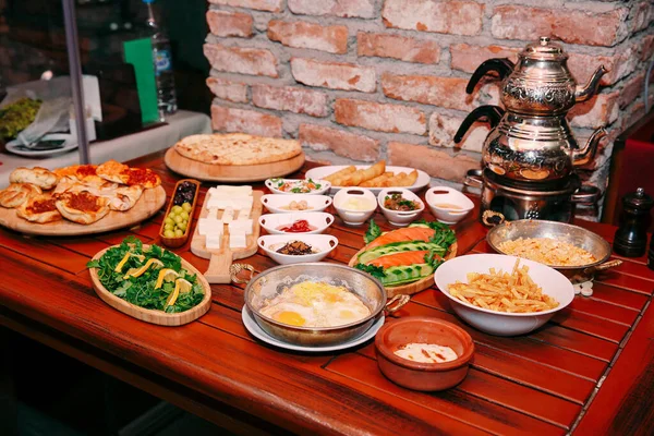 Traditional Turkish Greek Dinner Meze Table — Stock Photo, Image