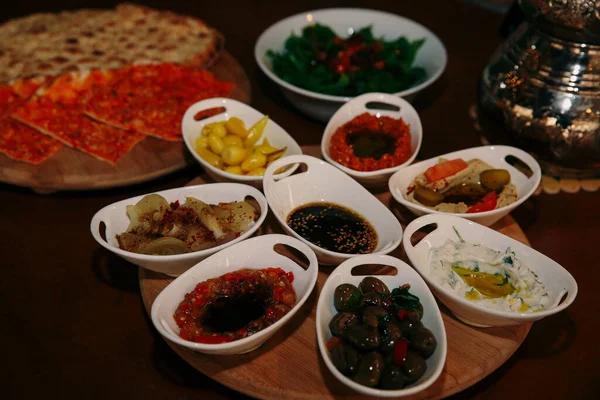 Traditioneel Turks Grieks Diner Meze Tafel — Stockfoto
