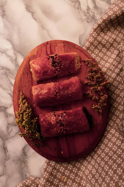 Deliciosa Pastelaria Com Recheio Queijo Feta — Fotografia de Stock