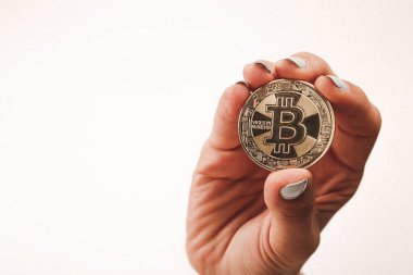 Bitcoin para, bitcoin 'in yakın plan görüntüsü
