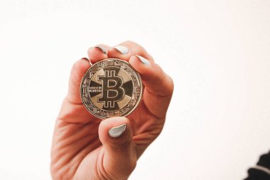 Bitcoin para, bitcoin 'in yakın plan görüntüsü