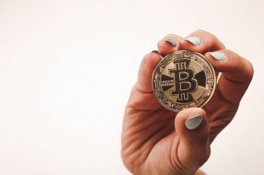 Bitcoin para, bitcoin 'in yakın plan görüntüsü