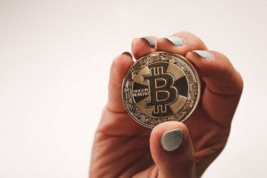 Bitcoin para, bitcoin 'in yakın plan görüntüsü