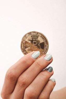 Bitcoin para, bitcoin 'in yakın plan görüntüsü