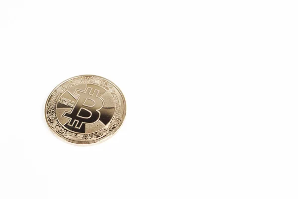 Bitcoin Coin Une Vue Rapprochée Bitcoin — Photo