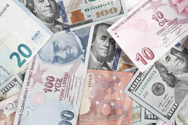 Multi Euro Dolar Készpénz Érme Különböző Típusú Generációs Bankjegyek Bitcoin — Stock Fotó