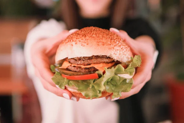 Hausgemachter Hamburger Mit Frischem Gemüse — Stockfoto