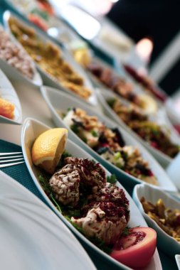 Geleneksel Türk ve Yunan yemek meze masası
