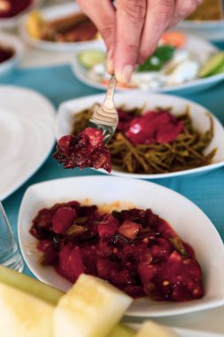 Geleneksel Türk ve Yunan yemek meze masası