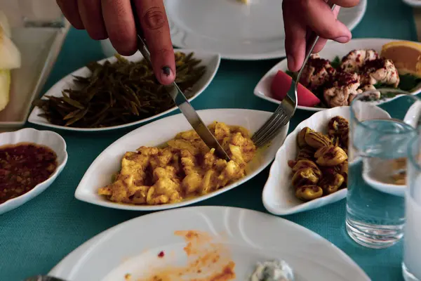 Traditionelles Türkisches Und Griechisches Dinner Meze Tisch — Stockfoto