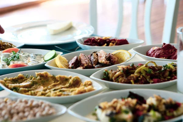 Traditional Turkish Greek Dinner Meze Table — Stock Photo, Image