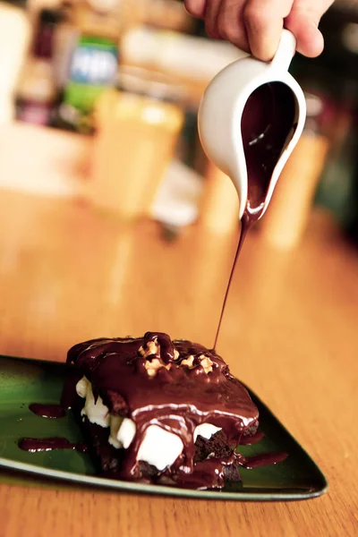 Soufflé Chocolate Con Helado — Foto de Stock