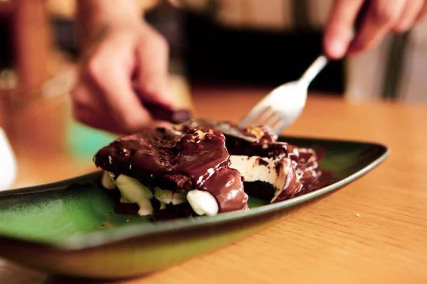 Soufflé Chocolate Con Helado — Foto de Stock