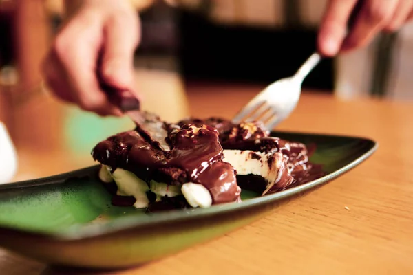 Soufflé Chocolate Con Helado — Foto de Stock