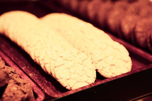 Groep Van Diverse Koekjes Chocolade Havermout Rozijnen Witte Chocolade — Stockfoto